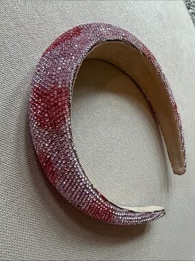 Bari Lynn Sparkling Pink Heart Crystal Padded Headband